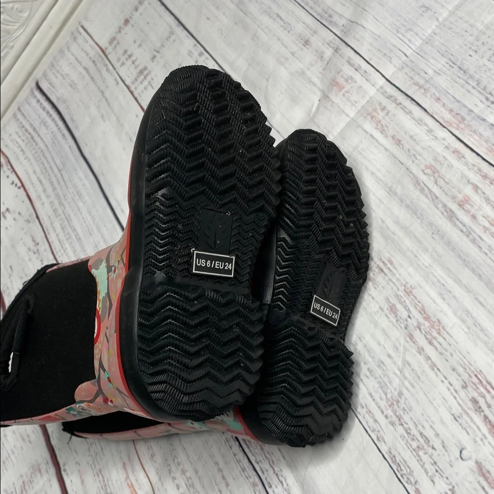 Oaki Kids' Pink and Black Rain Boots